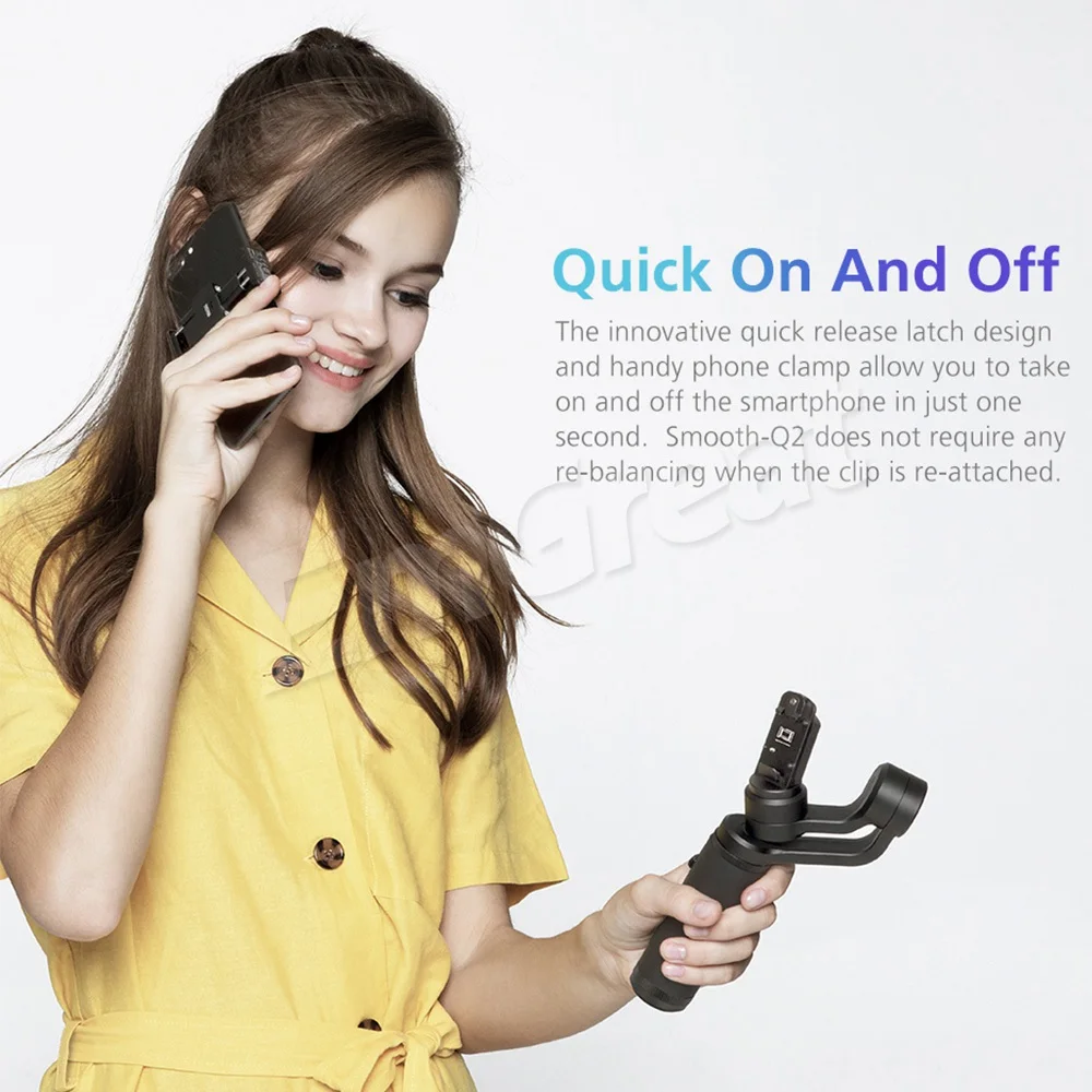 Zhiyun Smooth Q2 Портативный карман Размеры 3-Axis смартфон портативный монопод с шарнирным замком для iPhone 11 Pro Max XS X samsung S10 S9 и мобильного телефона