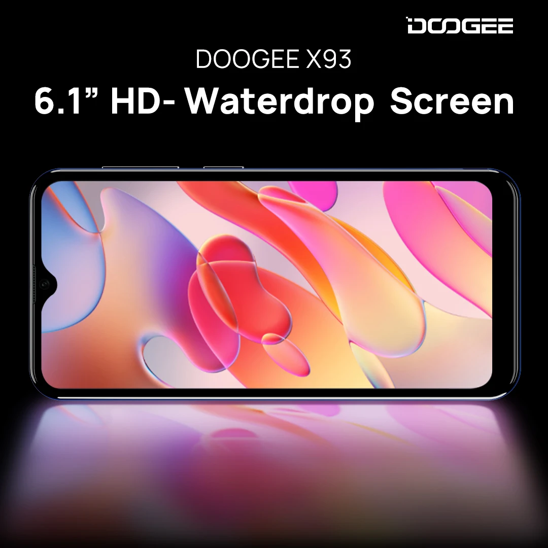 doogee x93 mobile phone 9 8mm thin and light body android 10 ai triple camera 8mp 6 1 waterdrop screen 4350mah smartphone free global shipping