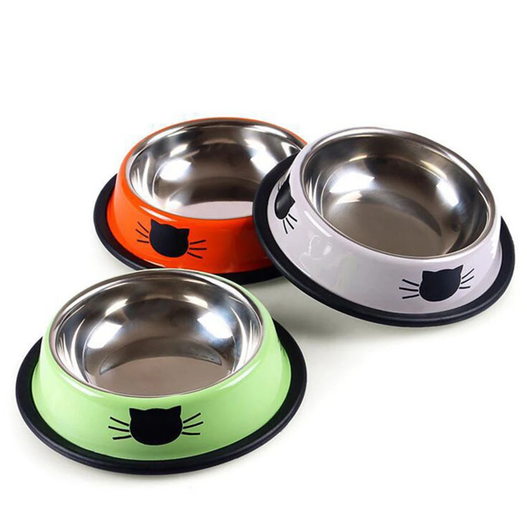 2 шт. миска для домашних животных из нержавеющей стали корма собак кошек водная