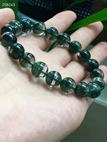 natural green phantom quartz bracelet women 10mm genuine crystal green phantom clear round beads stretch aaaaaa