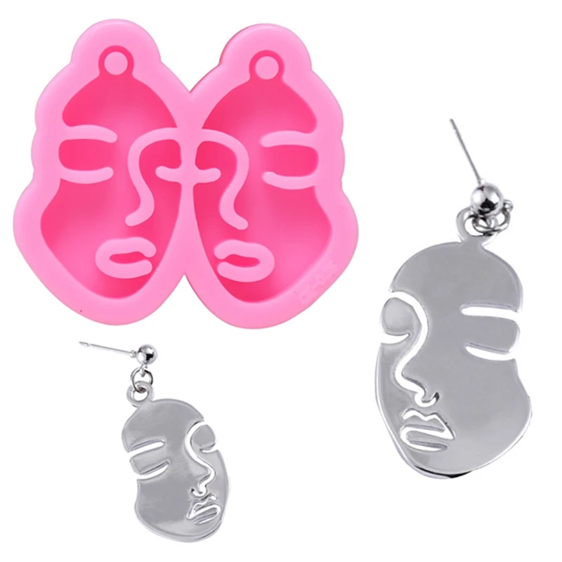 

Shiny Mirror Earrings Epoxy Resin Mold DIY Craft Keychain Casting Silicone Mould K3ND