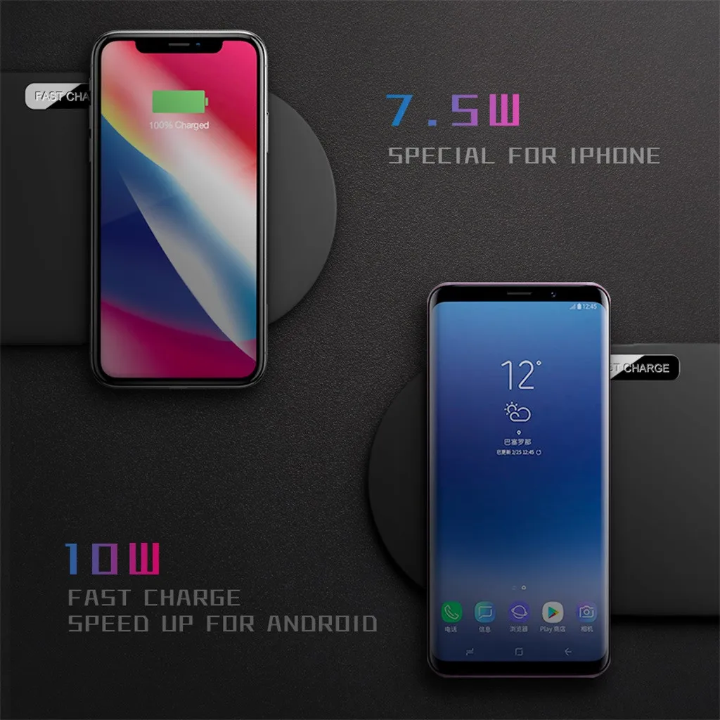 10 Вт двойное Беспроводное зарядное устройство QI для iPhone XS Max XR X 7/8 Plus samsung S9 S10 USB быстрая Беспроводная зарядная док-станция настольная