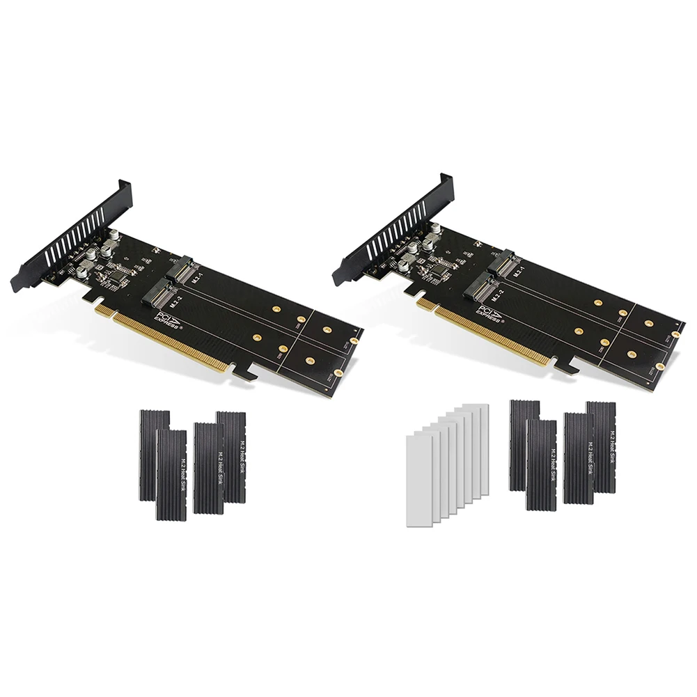 

HY16X4 PCI-E to M.2 Adapter PCI Express X16 NVME M.2 M Key SSD RAID Converter Expansion Card for Motherboard Computer Heat Sink