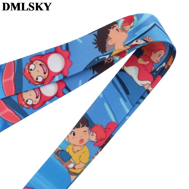 DMLSKY Ponyo на скале шнурок для ключей аниме милые ремешки для ключей значок ID Мобильный телефон Веревка шеи ремешки M3864