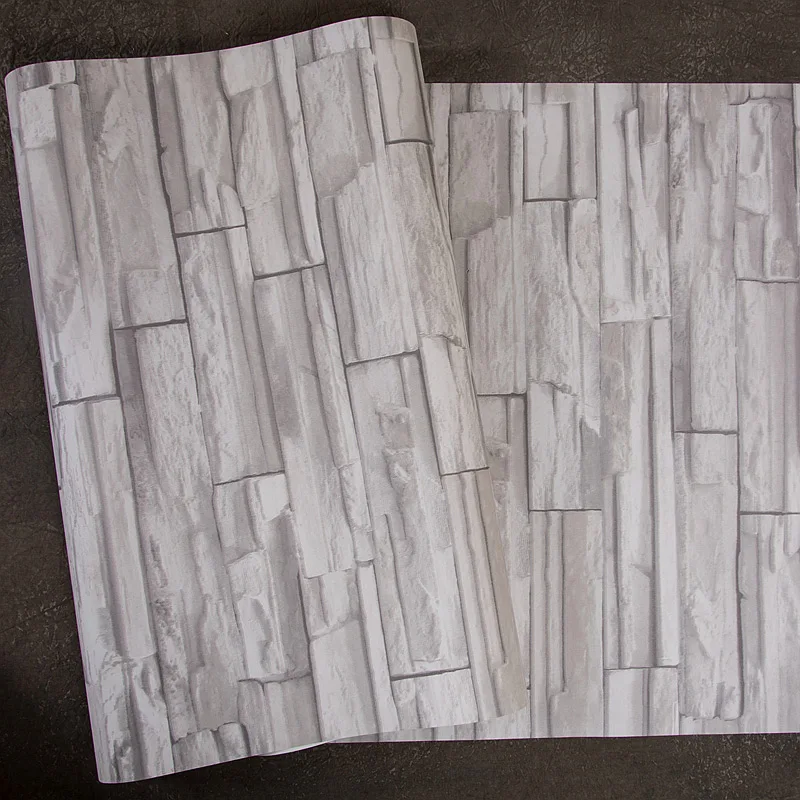 

Chinese 3D Simulation Stone Culture Stone Wallpaper Retro PVC Pattern Stone Brick Pattern brick Personality Restaurant Wallpaper