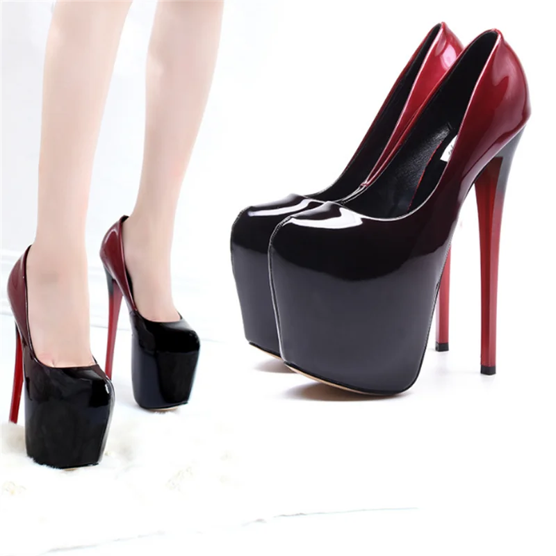 Туфли-лодочки женские из лакированной кожи на очень высоком каблуке 19 см размеры