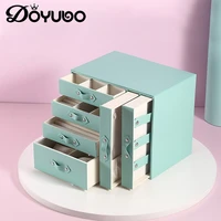 doyubo large capacity multi layer drawer jewelry box fashion pu leather multifunctional desktop jewelry watch storage box b015