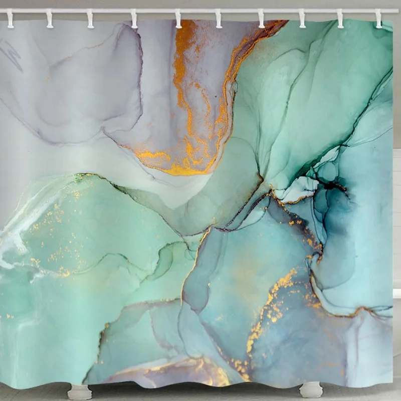 New Waterproof Shower Curtain with Hooks Polyester Geometric Marble Pattern Printed Bath for Bathroom Screen Home Decor |