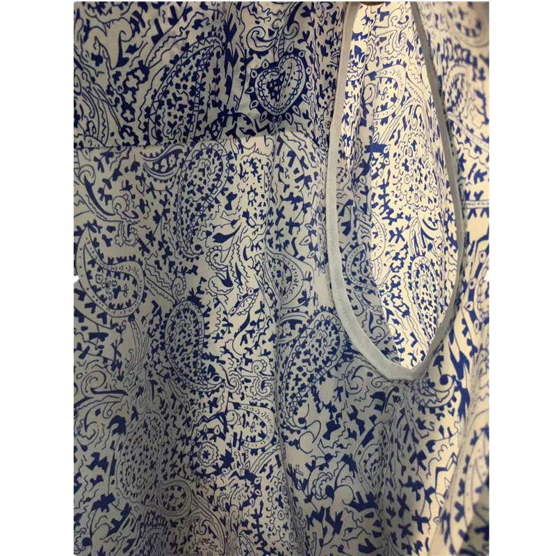 

2021 spring and summer new style blouse silk blue mulberry silk printing