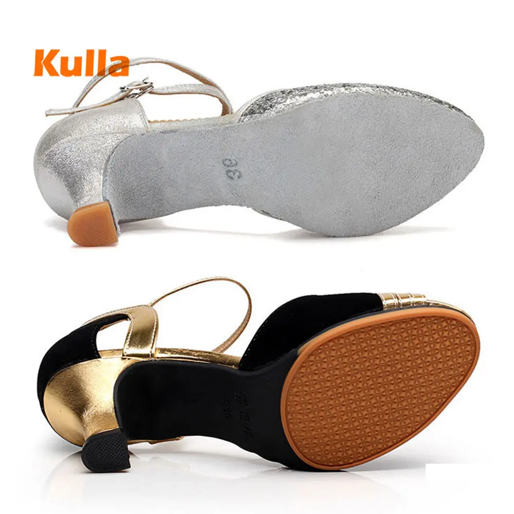 Women's Latin Dance Shoes Adult Woman Suede+PU Square Ballroom Salsa Dancing Shoes Latina High-heeled Sandals Girl Wedding Shoes
