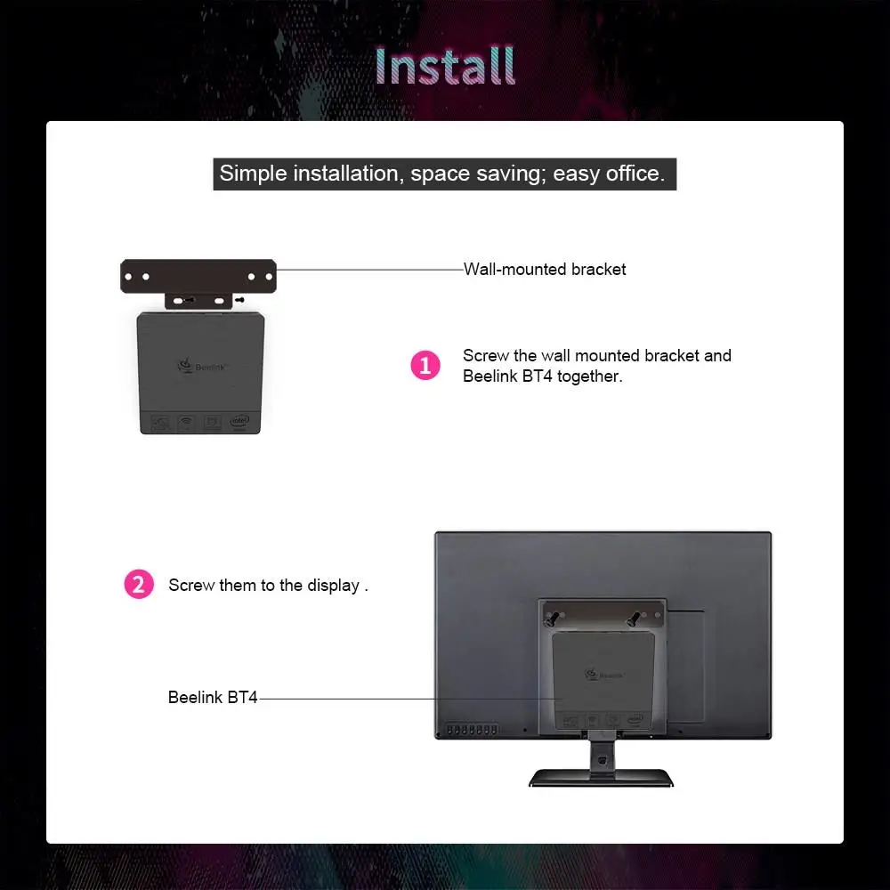 Beelink BT4 мини ПК Intel Atom четырехъядерный X5-Z8500 Windows10 1000 м Lan двойной WiFi HD VGA дисплей