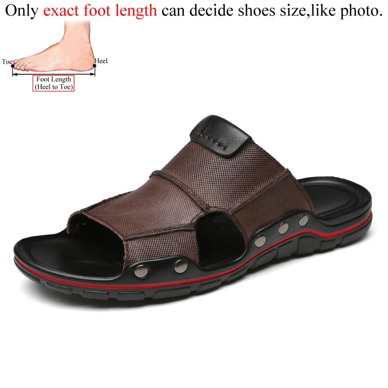 

Men Leather Slides Slippers Summer Shoes Flat Mens Slipper Slipers Outdoor Sleepers News 2020 Chinelo Slide Masculino