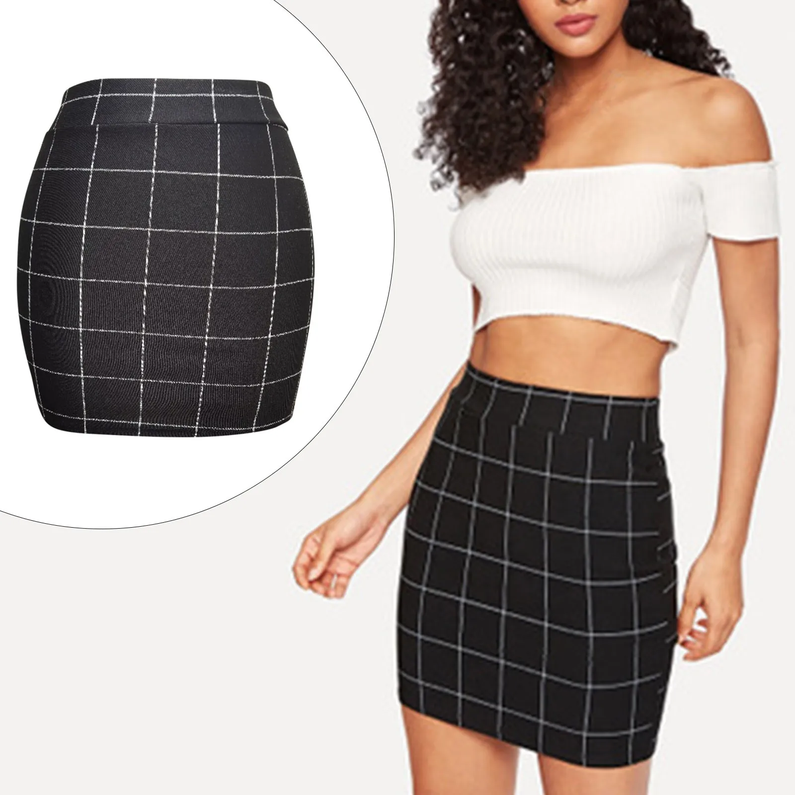 

Женская обтягивающая одежда юбка мини осень-зима в европейском и американском стиле Стиль Плотная юбка-карандаш с принтом S-XL Размеры mujer ...