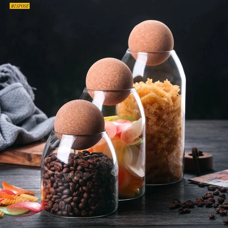 

Transparent Lead-Free Glass Sealed Can Storage Tank Grains Storage Jar Creative Cork Tea Containers Storage Jar