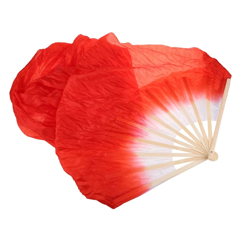 

New Colorful Belly Dance Bamboo Long Silk Fans Veils 4 Colors Hand Made Silk Fan