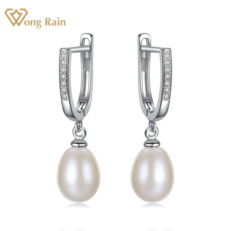 

Wong Rain 100% 925 Sterling Silver Pearl Created Moissanite Wedding Engagement Classic Drop Dangle Earrings Fine Jewelry Gifts