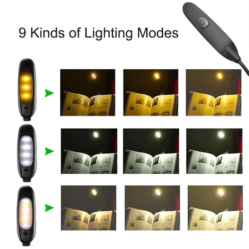 

New USB Rechargeable Table Lamp Clip On Dimmable LED Lights For Kids Eye Care Reading Bedside
