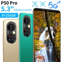 p50pro cheap hd smartphone 5 3inch 8256gb face fingerprint unlock dual sim andriod 11 1321mp camera 10 core mtk6889