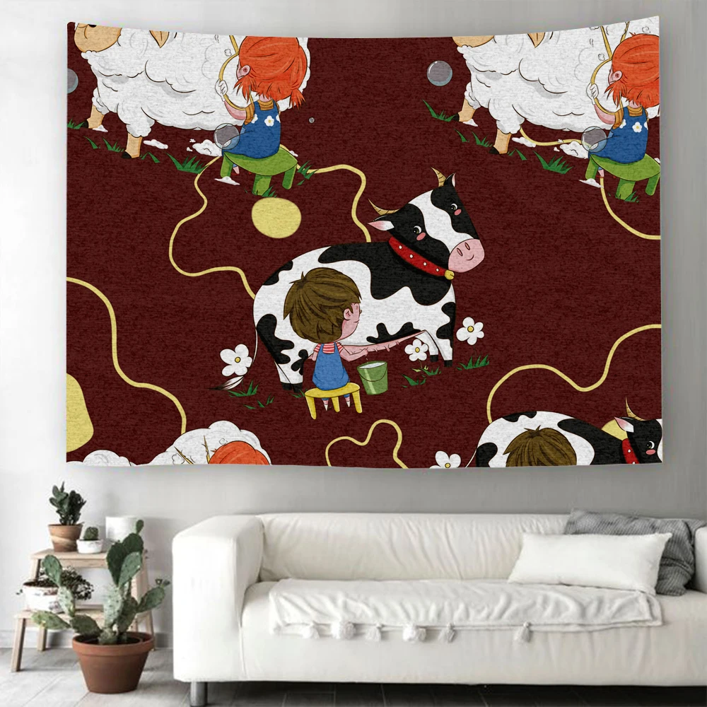 Мороженое Шоколадные конфеты Текстильное изделие Разноцветный настенный гобелен с мультяшным радугой для гостиной домашний ковер на