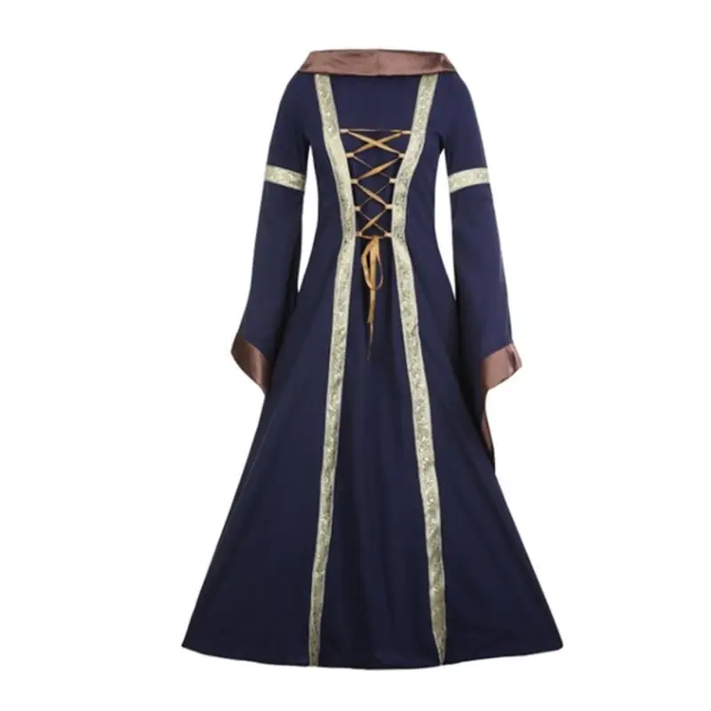 Карнавальные костюмы на Хэллоуин, страшный костюм ведьмы вампира для женщин, средневековый викторианский костюм, черное модное платье макси