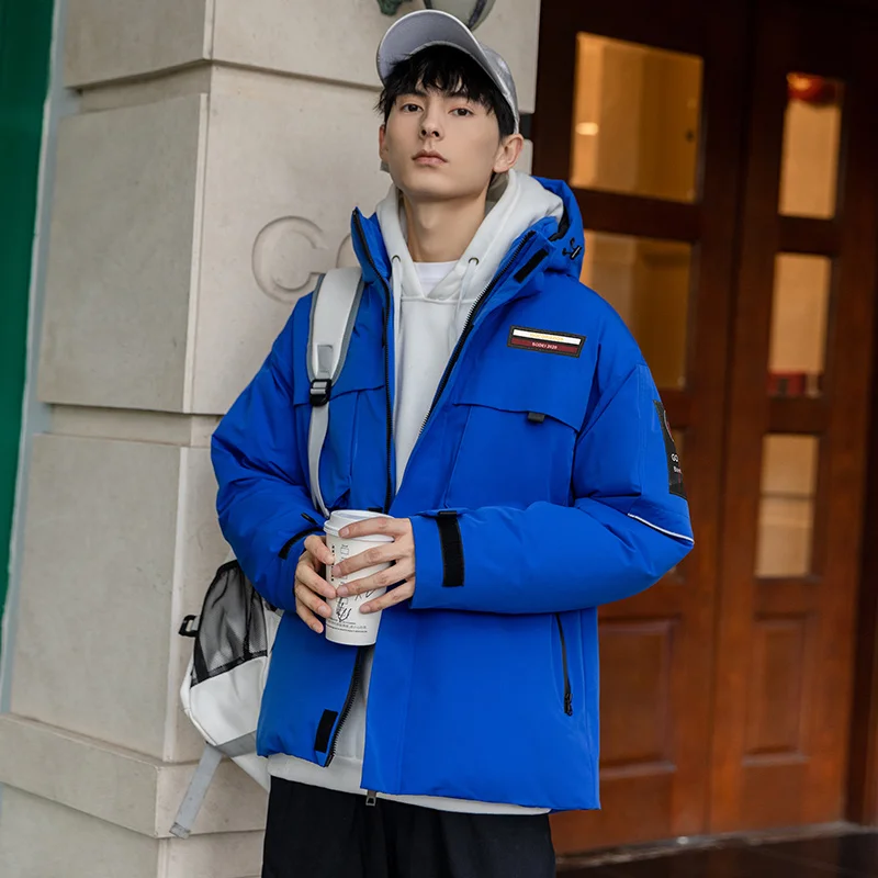 Парка пуховая с карманами для мужчин и женщин модная теплая ветровка капюшоном