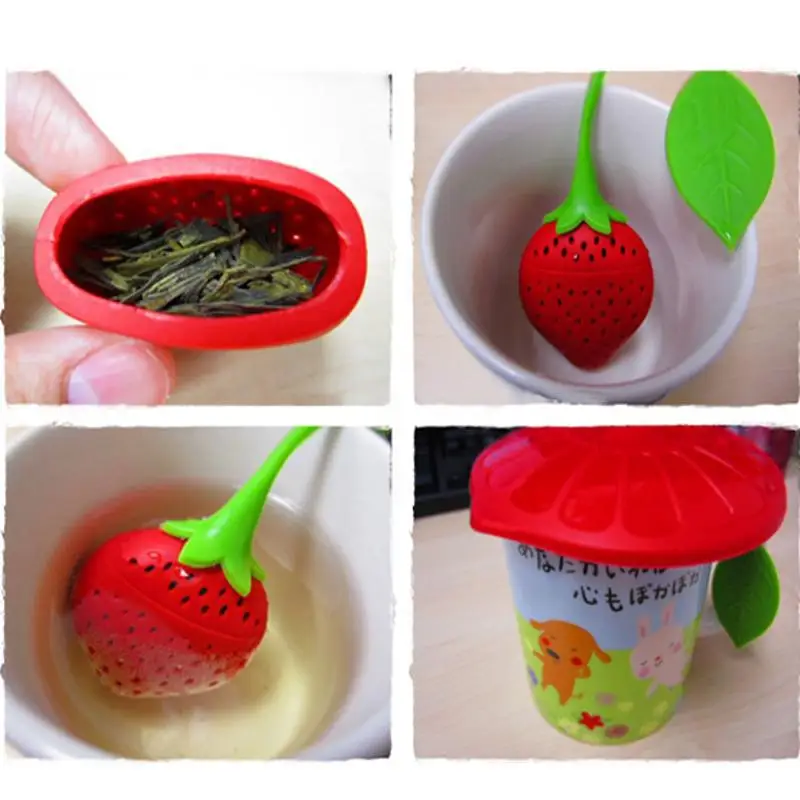 Силиконовый Сетчатый Фильтр с клубничным дизайном 1/5 шт. ПЕРФОРИРОВАННОЕ ситечко