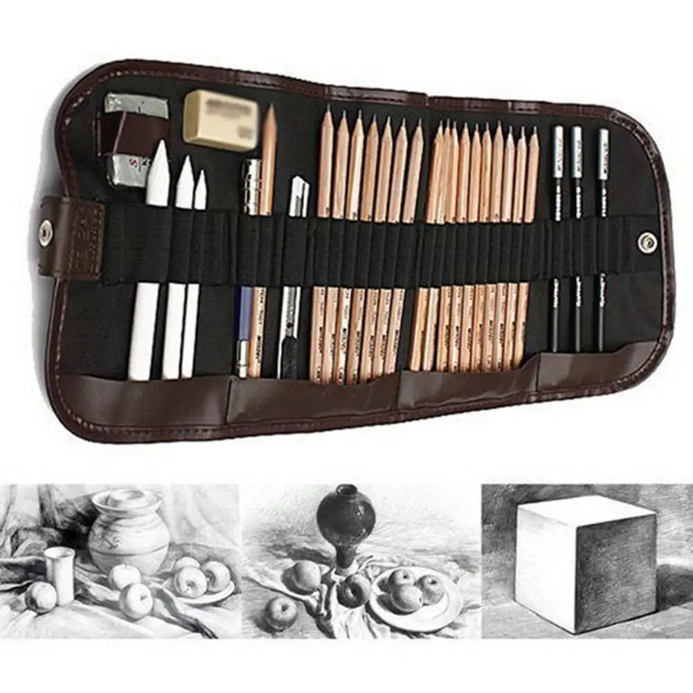 

29 Pcs Pencil Sketching Pencil Set Charcoal Extender Eraser Cutter Drawing Suit Art Kit lapis de cor карандаши для рисования