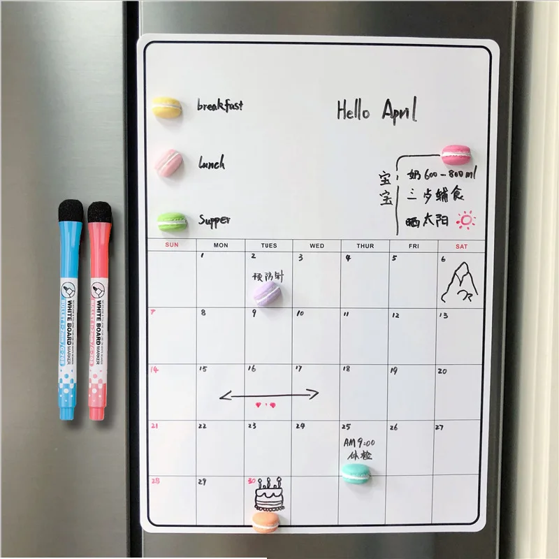 

Simple Magnetic Dry Erased Refrigerator Whiteboard Kitchen Fridge Calendar Message Board Monthly Planner Board A3