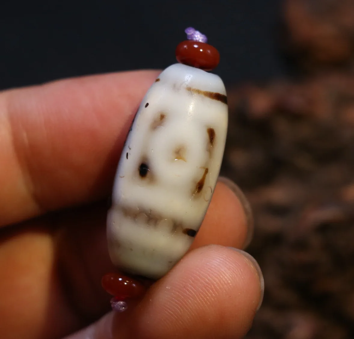 Treasure Magic Power LKbrother Ultra Energy Tibetan Agate 2 EYE Fold Line dZi Bead Talisman UPD210601A12 | Украшения и аксессуары