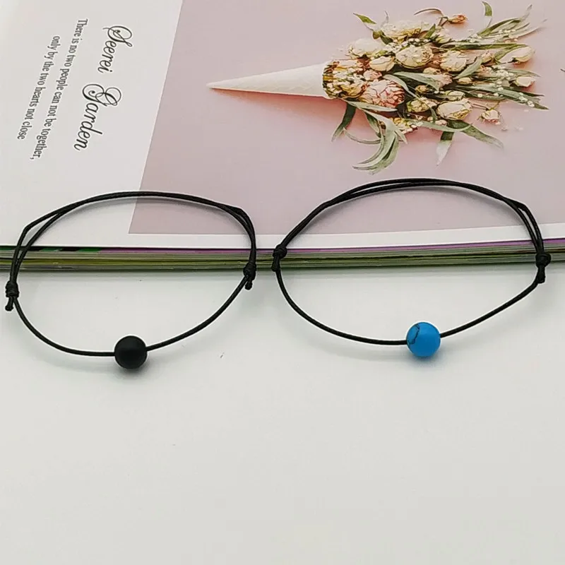 2 шт./компл. браслет из матового черного камня с натуральным камнем и бусинами