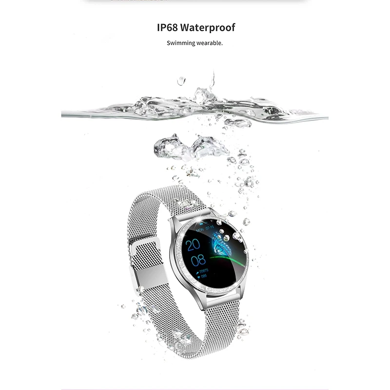 

KW20 Smart Watch Ladies Heart Rate Monitor IP68 Waterproof Fitness Tracker Ladies Physiological Period Monitoring