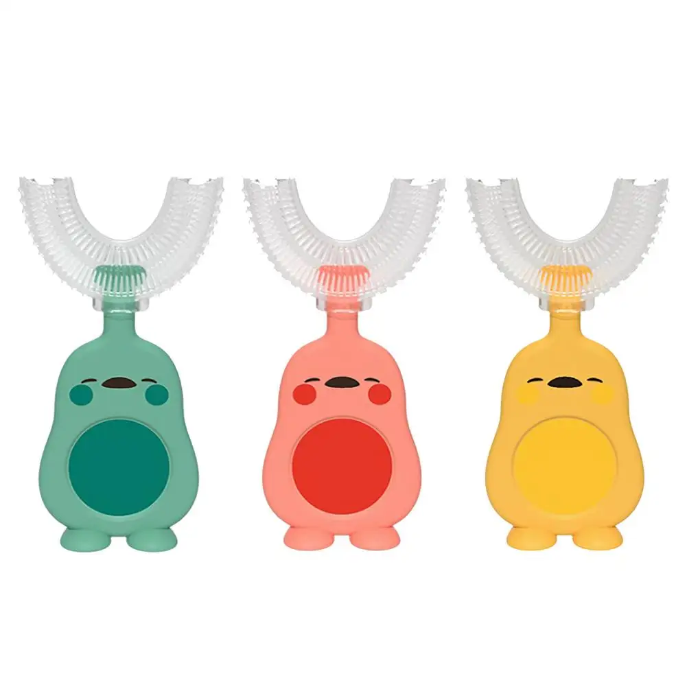 

Cute Cartoon Kids U-shaped Toothbrush Children's U Type Silicone Toothbrush Toddlers Manual Toothbrush 360 Oral Teeth Cleanin