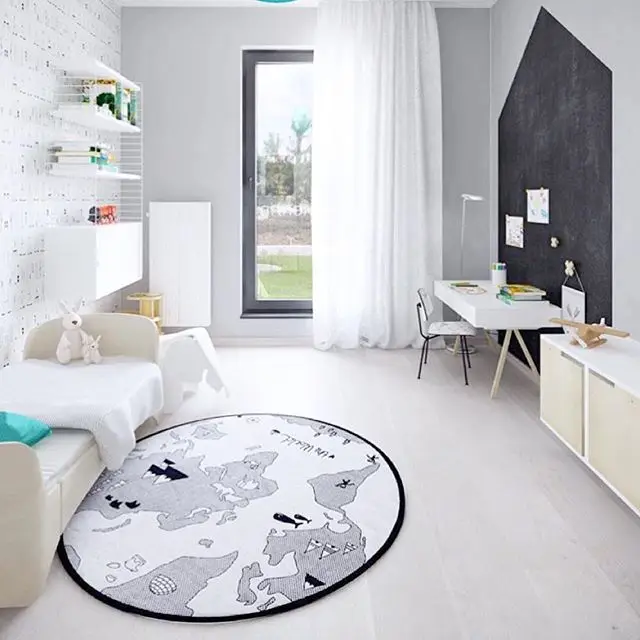 Игровой коврик с изображением карты мира для малышей Скандинавское стеганое