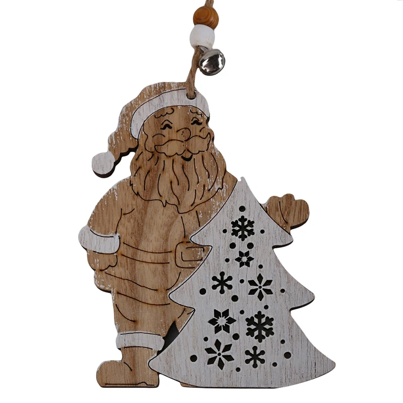 

Wooden Hanging Hollow Snowflake Santa Tree Pendant Xmas Tree Ornament Christmas Party Decoration DIY Wood Craft Kid Gift