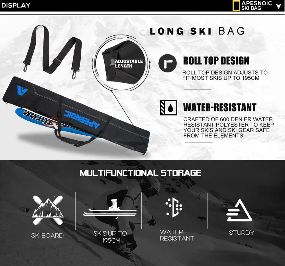 APESNOIC/Лыжная сумка с подкладкой из двух предметов водонепроницаемая Лыжная