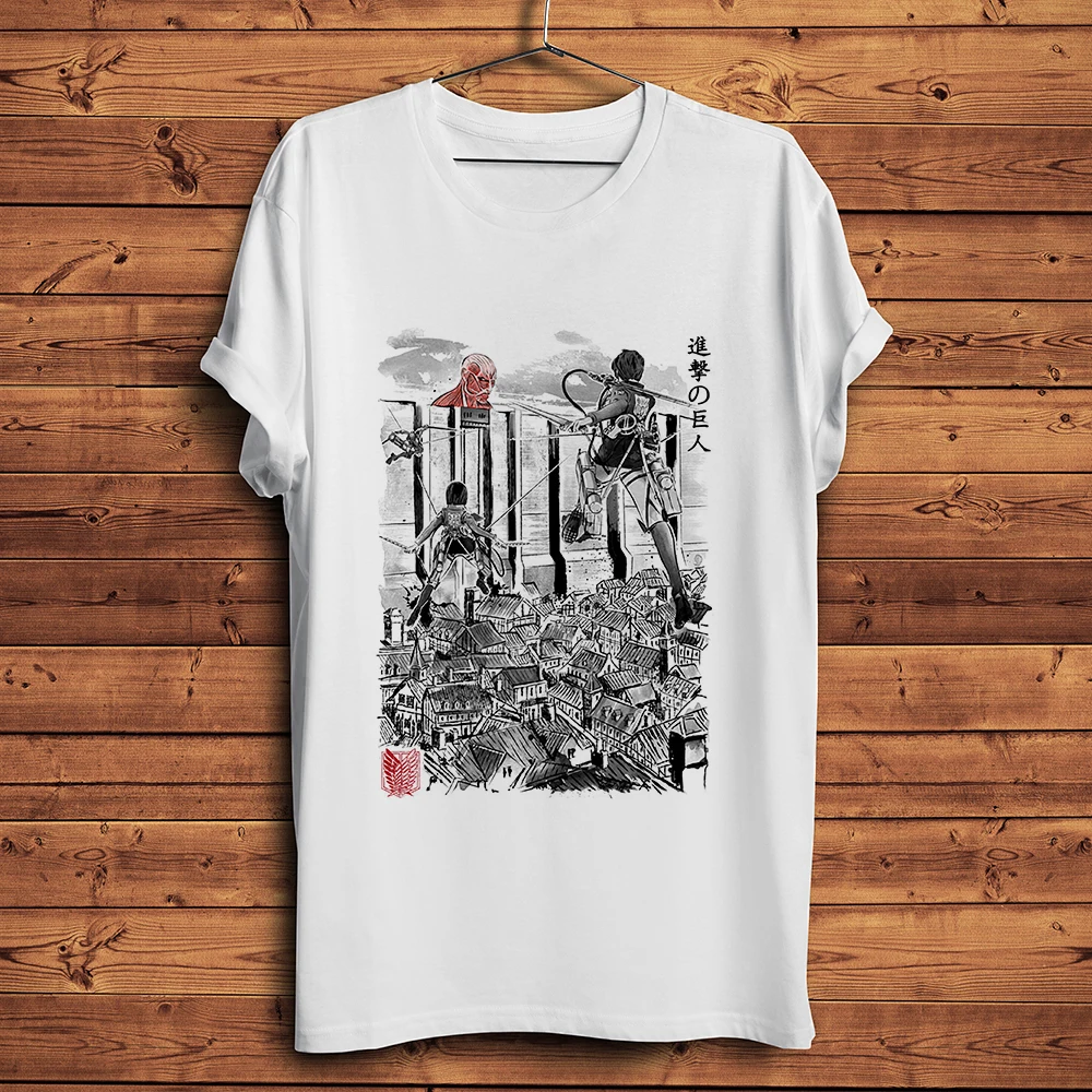 

Atak na tytana latający dla ludzkości anime t koszula mężczyzna lato nowy biały dorywczo homme krótki fajny manga tshirt unisex