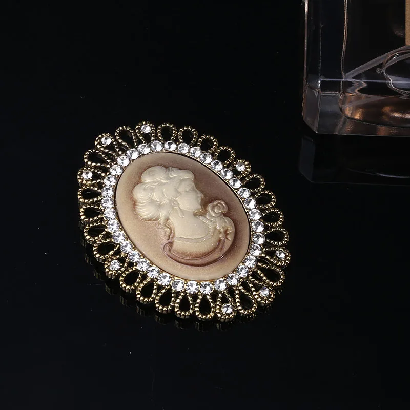 Wuli&ampbaby Flower Round Lady Face Badge Brooches For Women Vintage Beauty Figure Office Party Brooch Pins Gifts | Украшения и