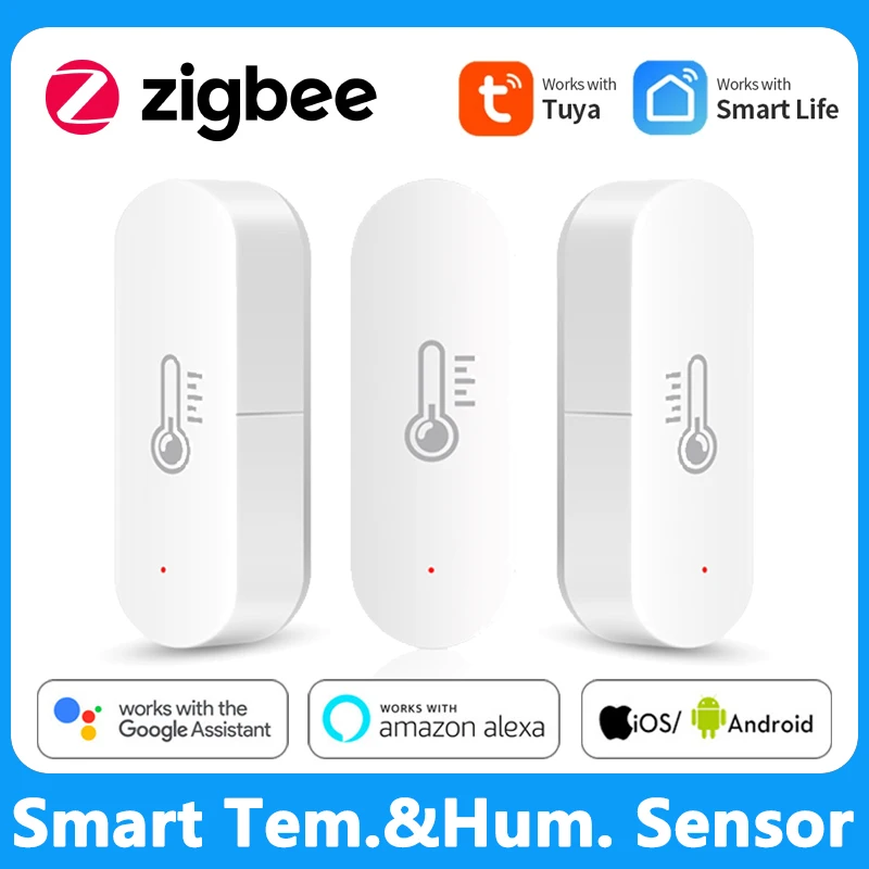 

Умный датчик температуры и влажности Zigbee, комнатный наружный гигрометр, термометр, детектор, питание от батарейки, безопасность для дома, дл...