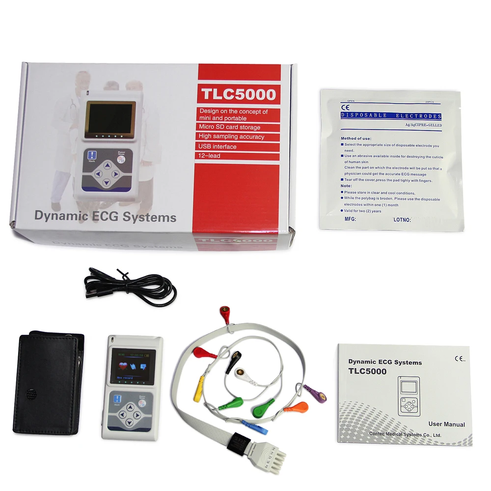 CONTEC TLC5000 ЭКГ Holter динамическая машина 12 выводов 24 часа система записи монитор |