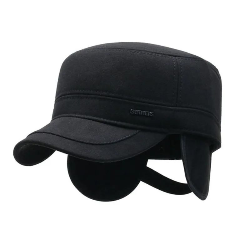 

Mens Warm Trapper Hat Earflaps Winter Hat with Visor Military Cap Rugged Professional Cap Plain Dad Hats Strapback Cap