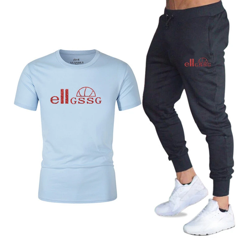 

2021 Hot-Selling Summer T-Shirt Pants Set Casual Brand Fitness Jogger Pants T Shirt Hip Hop Fashion Men's Tracksuits