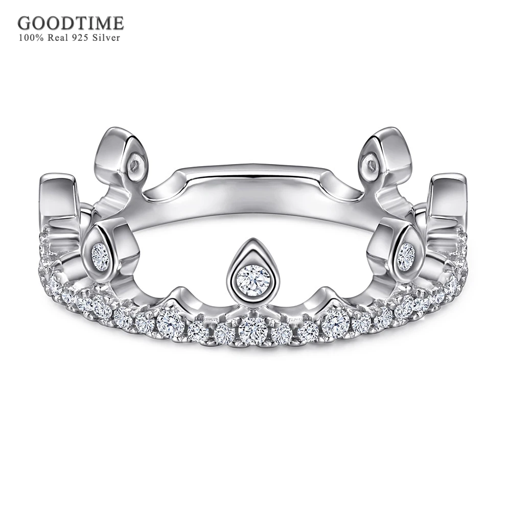 

Luxury Pure 925 Sterling Silver Ring Women Girls Princess Crown Inlaid Zircon Ring Jewelry Accessories Anniversary Gift