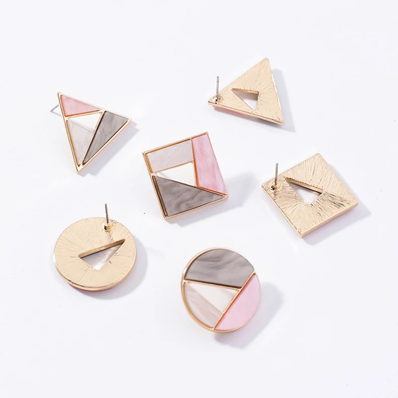 

Earrings Unique for Women Earrings Style Simple Earrings Fashion Hollow Out Irregular Geometry Round Square Ear Studs Earrings