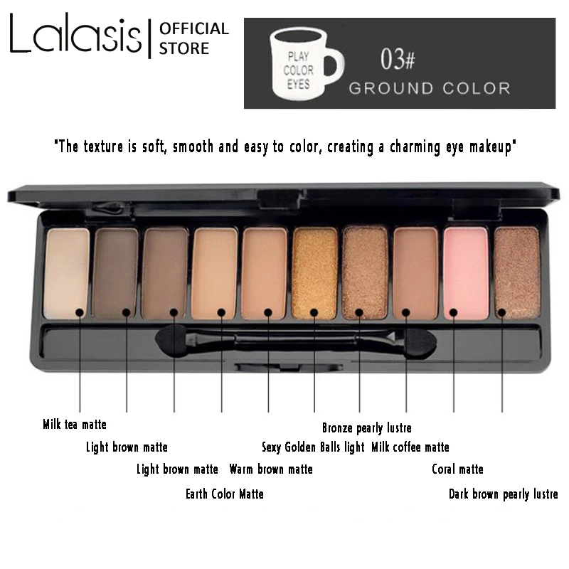 

Lalasis 12 Colors Eyeshadow Shining Pearlescent Makeup Glitter Pigment Smoky Small Comprehensive Eye Shadow Pallete