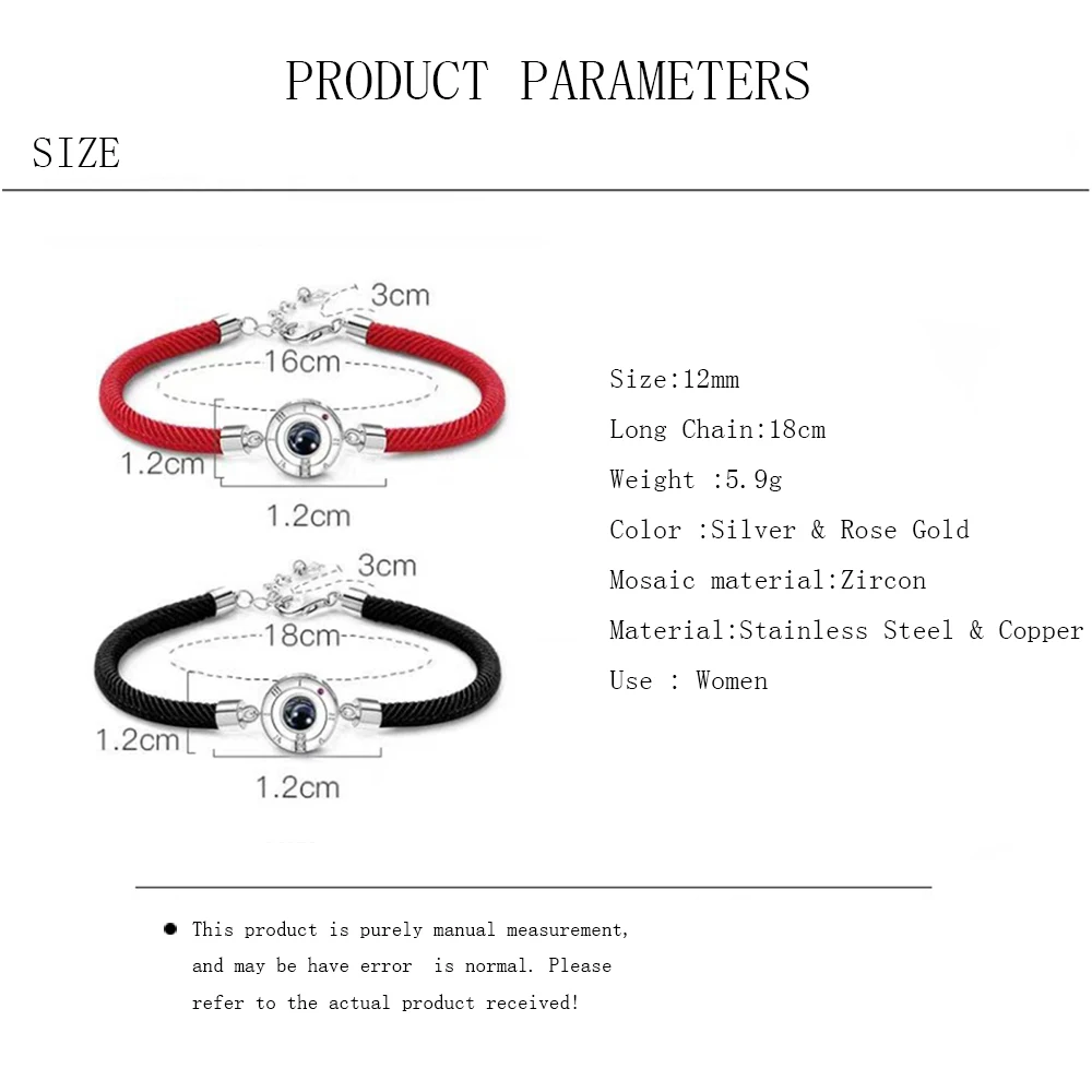 

New 100 Languages I Love You Projection Bracelet Handmade Couple Rope Bracelet Bangles For Women Men Fashion Romantic Lover Gift