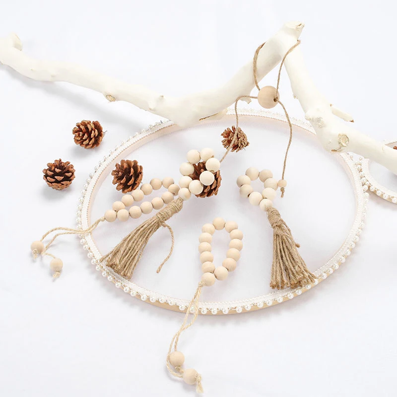 Лидер продаж набор деревянных бусин гирлянда бусины кольца для салфеток Tassles