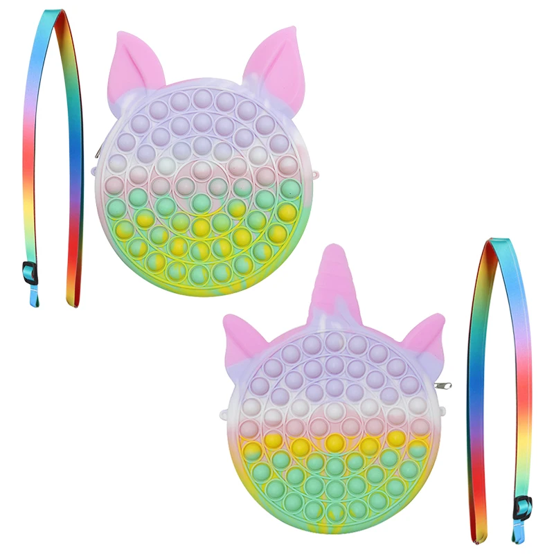 

Нажимная пузырчатая игрушка на кончик пальца, сенсорная яркость, мультяшное животное, сумка через плечо, силиконовая Многофункциональная и...