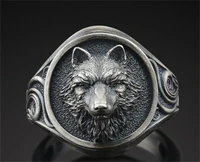 black wolf totem wolf head ring mens punk fashion wolf totem stainless steel ring hip hop rock motorcycle rider jewelry