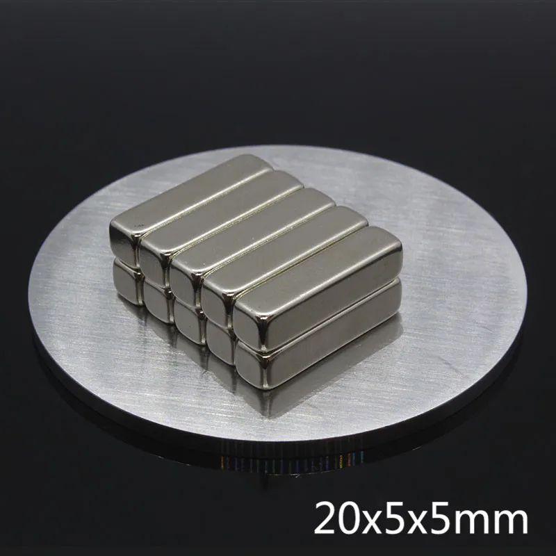 5 шт. N35 Неодимовый магнит 20x5x5 мм постоянный кубовидный блок NdFeB маленький супер мощный сильный Магнитный Магнит для ремесел