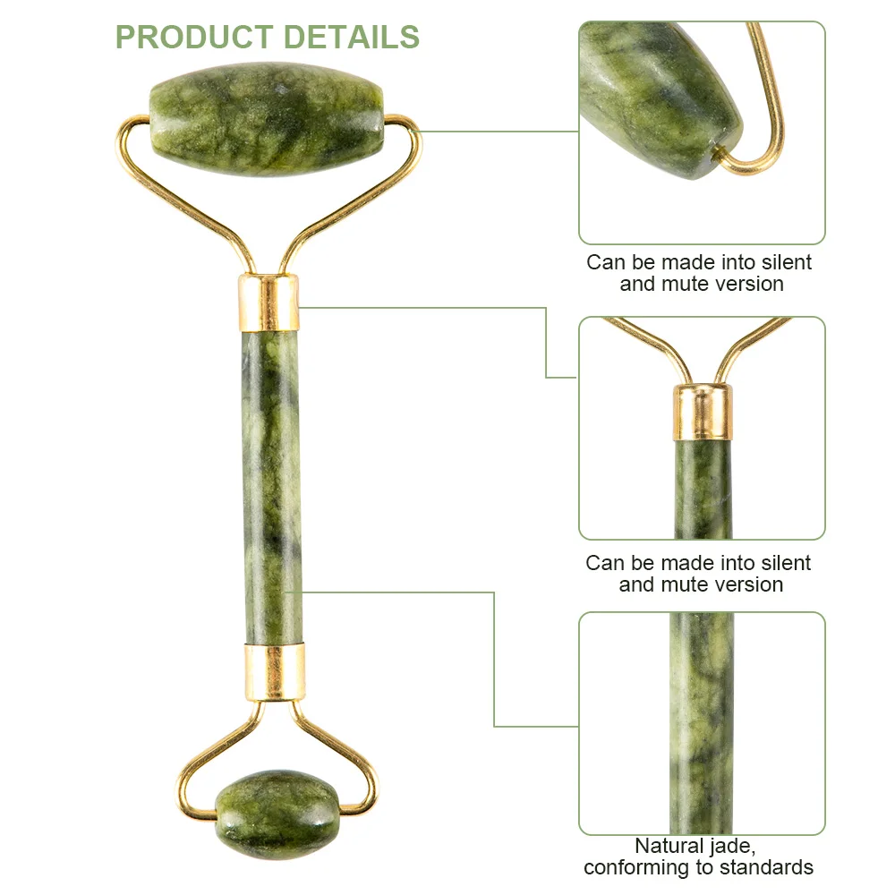 

new2pcs Jade Massage Roller Set For Face Natural Stone Green Facial Massager Gua Sha Eye Face Neck Lift Slimming Skin Care Tools